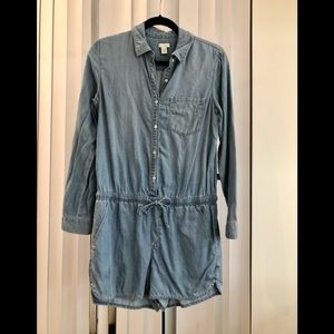 HINGE Denim Long Sleeve Shorts Jumpsuit/Romper